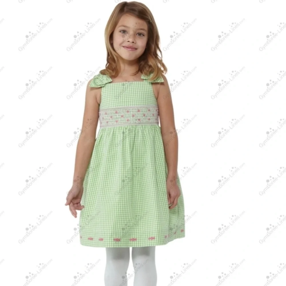 Gymboree  Girls Size 7 Green Gingham Smocked Dress Easter